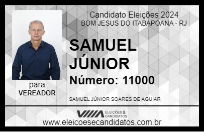 Candidato SAMUEL JÚNIOR 2024 - BOM JESUS DO ITABAPOANA - Eleições