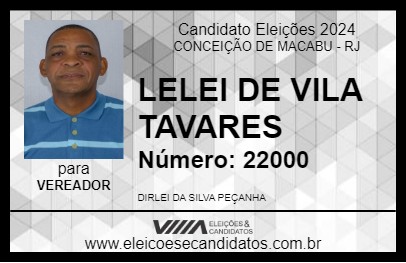 Candidato LELEI DE VILA TAVARES 2024 - CONCEIÇÃO DE MACABU - Eleições