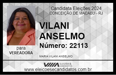 Candidato VILANI ANSELMO 2024 - CONCEIÇÃO DE MACABU - Eleições