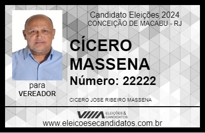 Candidato CÍCERO MASSENA 2024 - CONCEIÇÃO DE MACABU - Eleições