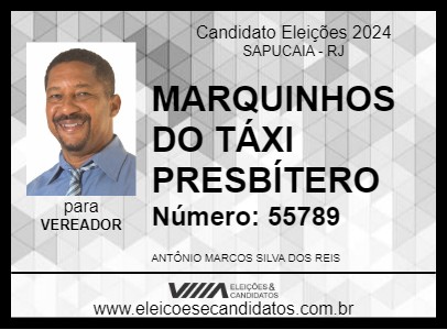 Candidato MARQUINHOS DO TÁXI PRESBÍTERO 2024 - SAPUCAIA - Eleições