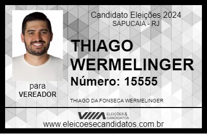 Candidato THIAGO WERMELINGER 2024 - SAPUCAIA - Eleições