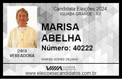 Candidato MARISA ABELHA 2024 - IGUABA GRANDE - Eleições