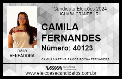 Candidato CAMILA FERNANDES 2024 - IGUABA GRANDE - Eleições