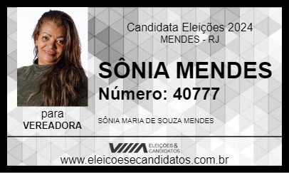 Candidato SÔNIA MENDES 2024 - MENDES - Eleições