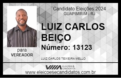 Candidato LUIZ CARLOS BEIÇO 2024 - GUAPIMIRIM - Eleições