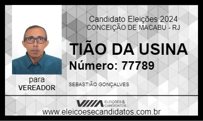 Candidato TIÃO DA USINA 2024 - CONCEIÇÃO DE MACABU - Eleições