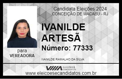 Candidato IVANILDE ARTESÃ 2024 - CONCEIÇÃO DE MACABU - Eleições