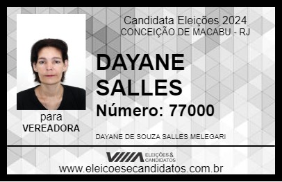 Candidato DAYANE SALLES 2024 - CONCEIÇÃO DE MACABU - Eleições