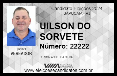 Candidato UILSON DO SORVETE 2024 - SAPUCAIA - Eleições