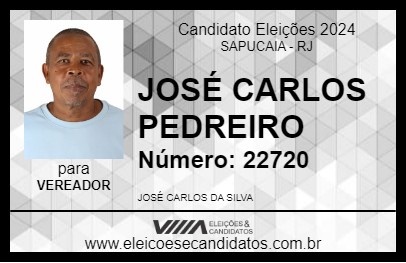 Candidato JOSÉ CARLOS PEDREIRO 2024 - SAPUCAIA - Eleições