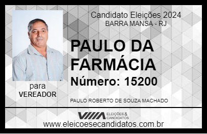 Candidato PAULINHO DA FARMÁCIA 2024 - BARRA MANSA - Eleições