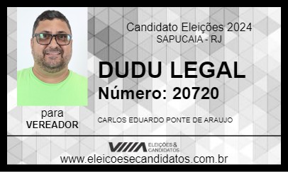 Candidato DUDU LEGAL 2024 - SAPUCAIA - Eleições