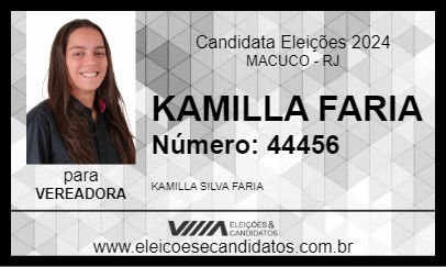 Candidato KAMILLA FARIA 2024 - MACUCO - Eleições