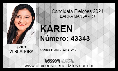 Candidato KAREN 2024 - BARRA MANSA - Eleições