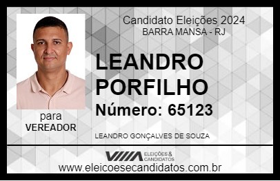 Candidato LEANDRO PORFILHO 2024 - BARRA MANSA - Eleições