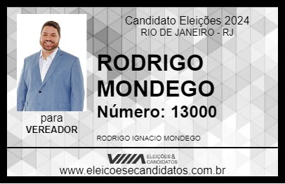 Candidato RODRIGO MONDEGO 2024 - RIO DE JANEIRO - Eleições