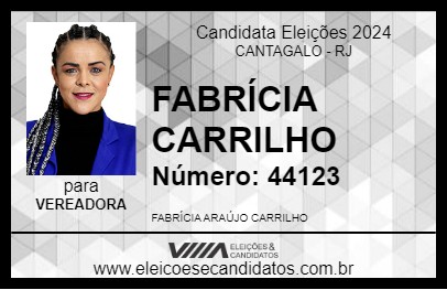 Candidato FABRÍCIA CARRILHO 2024 - CANTAGALO - Eleições