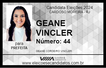 Candidato GEANE VINCLER 2024 - CARDOSO MOREIRA - Eleições