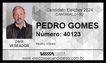 Candidato PEDRO GOMES 2024 - CANTAGALO - Eleições