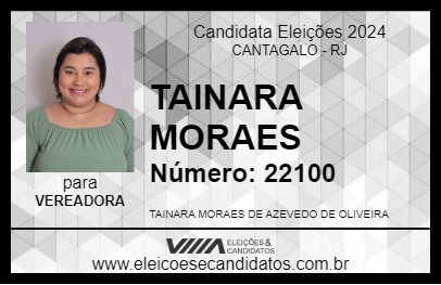 Candidato TAINARA MORAES 2024 - CANTAGALO - Eleições