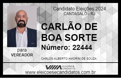 Candidato CARLÃO DE BOA SORTE 2024 - CANTAGALO - Eleições