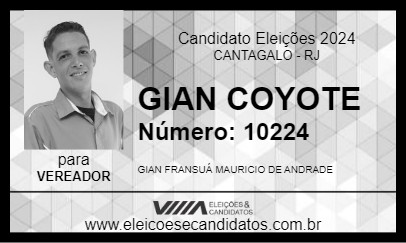 Candidato GIAN COYOTE 2024 - CANTAGALO - Eleições