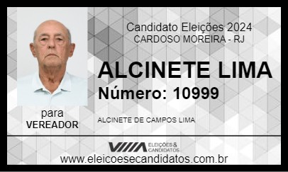 Candidato ALCINETE LIMA 2024 - CARDOSO MOREIRA - Eleições