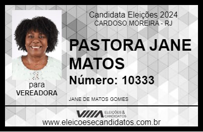 Candidato PASTORA JANE MATOS 2024 - CARDOSO MOREIRA - Eleições