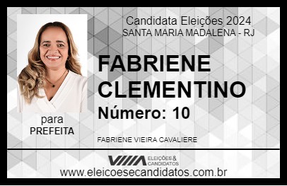 Candidato FABRIENE CLEMENTINO 2024 - SANTA MARIA MADALENA - Eleições