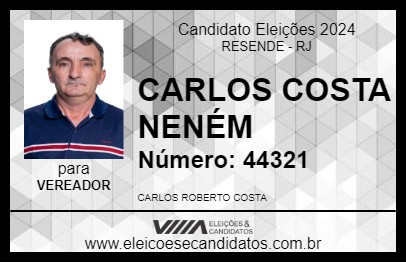 Candidato CARLOS COSTA NENÉM 2024 - RESENDE - Eleições