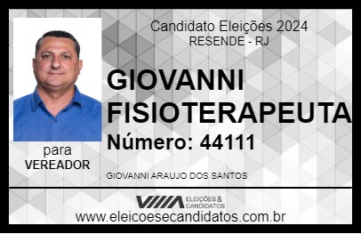 Candidato GIOVANNI FISIOTERAPEUTA 2024 - RESENDE - Eleições