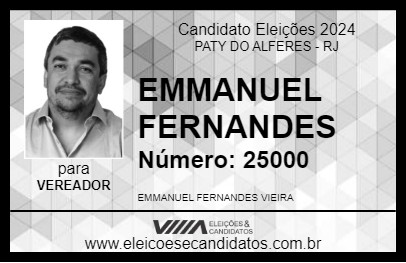 Candidato EMMANUEL FERNANDES 2024 - PATY DO ALFERES - Eleições