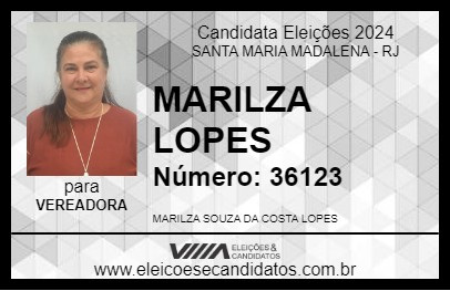 Candidato MARILZA LOPES 2024 - SANTA MARIA MADALENA - Eleições