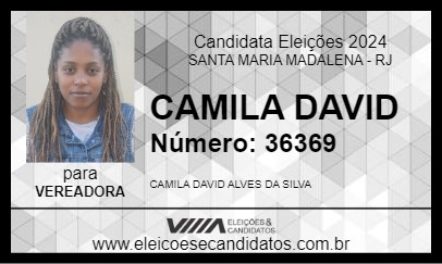 Candidato CAMILA DAVID 2024 - SANTA MARIA MADALENA - Eleições