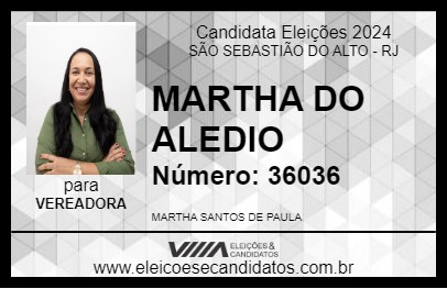 Candidato MARTHA DO ALEDIO 2024 - SÃO SEBASTIÃO DO ALTO - Eleições