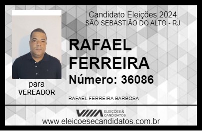 Candidato RAFAEL FERREIRA 2024 - SÃO SEBASTIÃO DO ALTO - Eleições