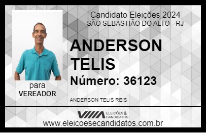 Candidato ANDERSON TELIS 2024 - SÃO SEBASTIÃO DO ALTO - Eleições