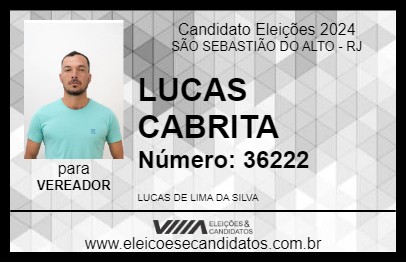 Candidato LUCAS CABRITA 2024 - SÃO SEBASTIÃO DO ALTO - Eleições