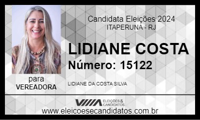 Candidato LIDIANE COSTA 2024 - ITAPERUNA - Eleições