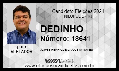 Candidato DEDINHO 2024 - NILÓPOLIS - Eleições