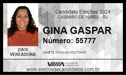 Candidato GINA GASPAR 2024 - CASIMIRO DE ABREU - Eleições