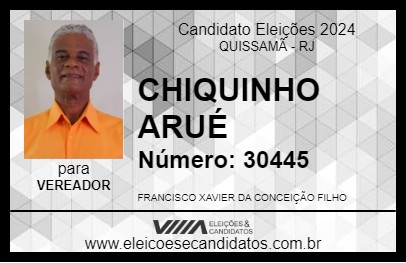 Candidato CHIQUINHO ARUÉ 2024 - QUISSAMÃ - Eleições