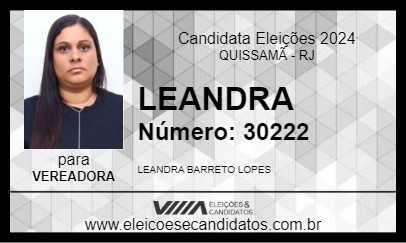 Candidato LEANDRA 2024 - QUISSAMÃ - Eleições