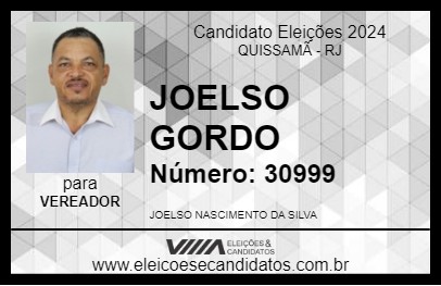 Candidato JOELSO GORDO 2024 - QUISSAMÃ - Eleições