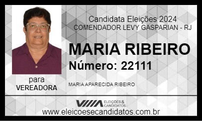 Candidato MARIA RIBEIRO 2024 - COMENDADOR LEVY GASPARIAN - Eleições