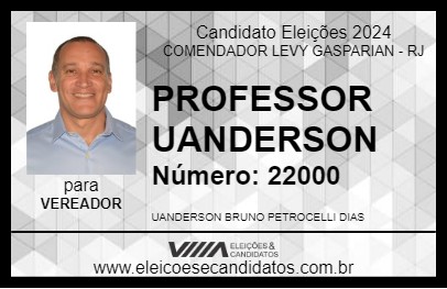 Candidato PROFESSOR UANDERSON 2024 - COMENDADOR LEVY GASPARIAN - Eleições