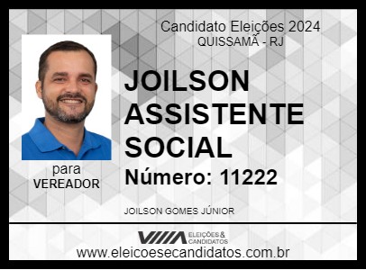 Candidato JOILSON ASSISTENTE SOCIAL 2024 - QUISSAMÃ - Eleições