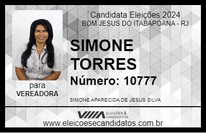 Candidato SIMONE TORRES 2024 - BOM JESUS DO ITABAPOANA - Eleições