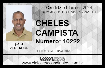 Candidato CHELES CAMPISTA 2024 - BOM JESUS DO ITABAPOANA - Eleições